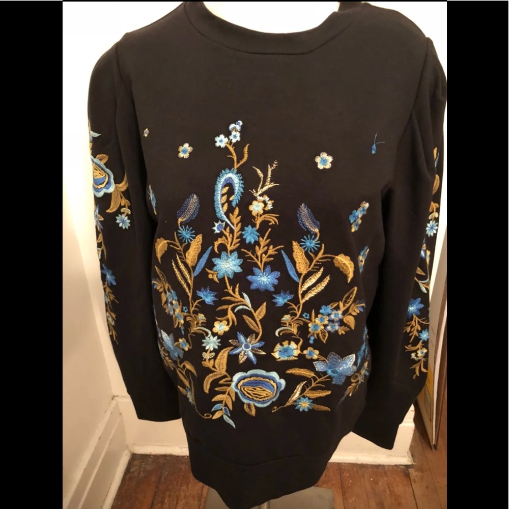 Anthropology Embroidered Sweatshirt